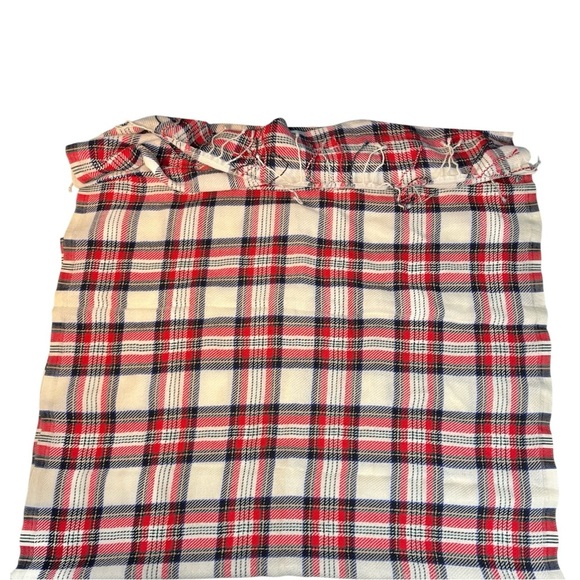 Talbots Heavy & Warm Plaid Scarf Cream, Red and Navy, [75” x 28.5”] - Picture 5 of 8